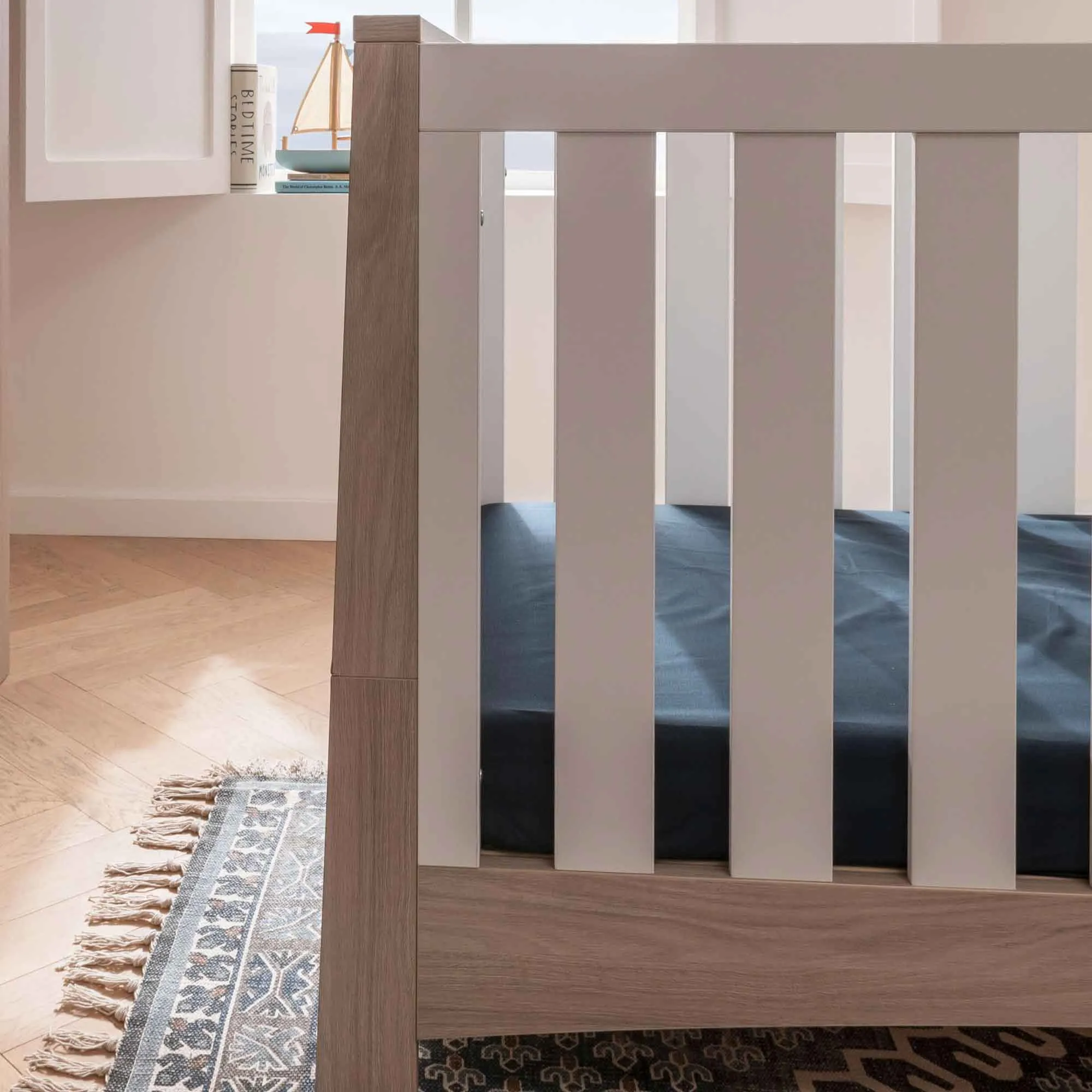 CuddleCo Lana Cot Bed in Ash/White