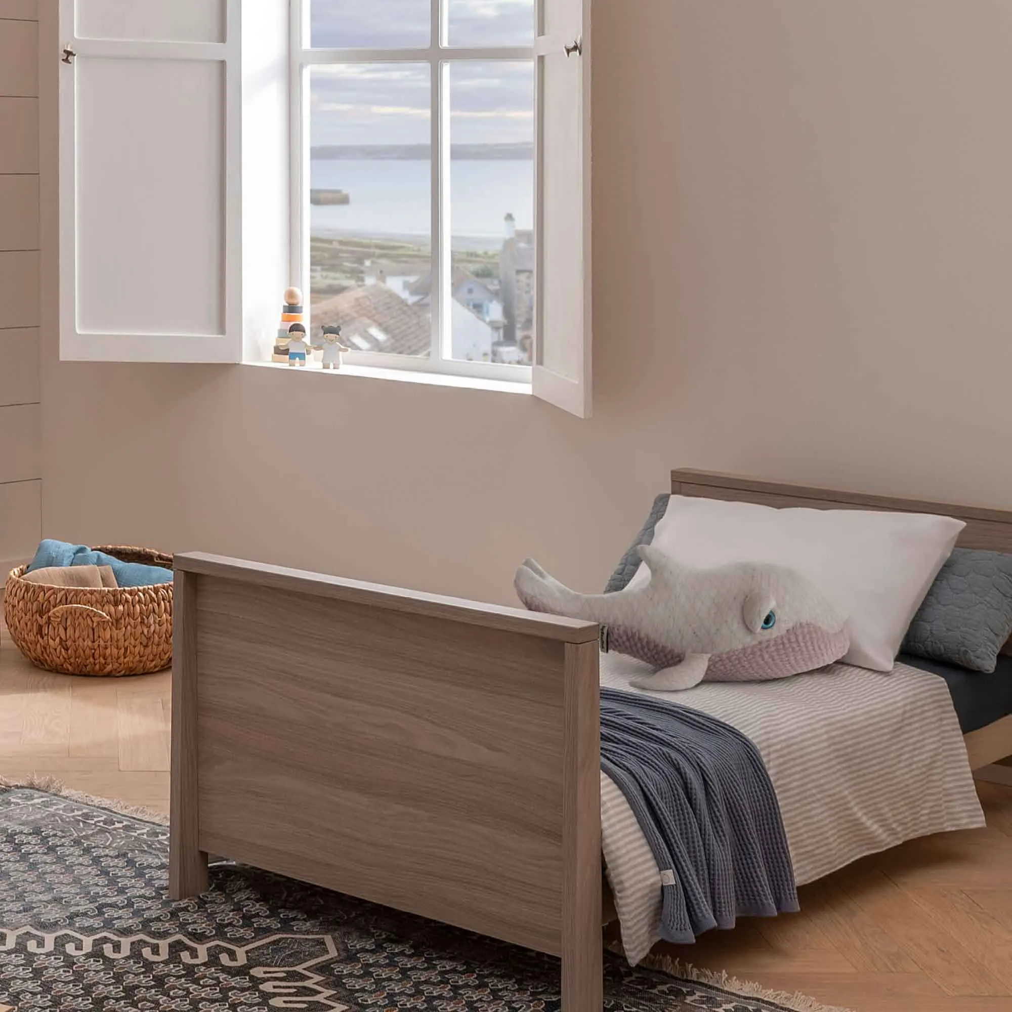 CuddleCo Lana Cot Bed in Ash/White