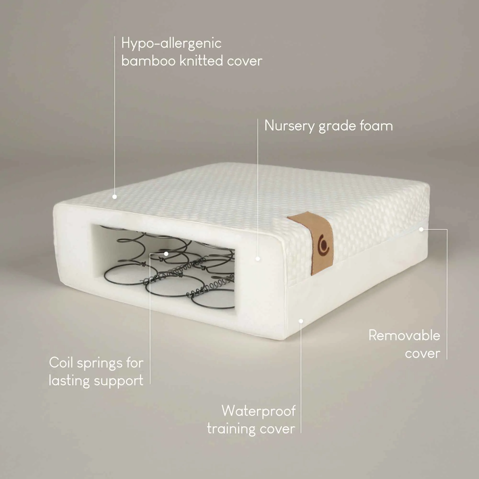 CuddleCo Lana Cot Bed in Ash/White