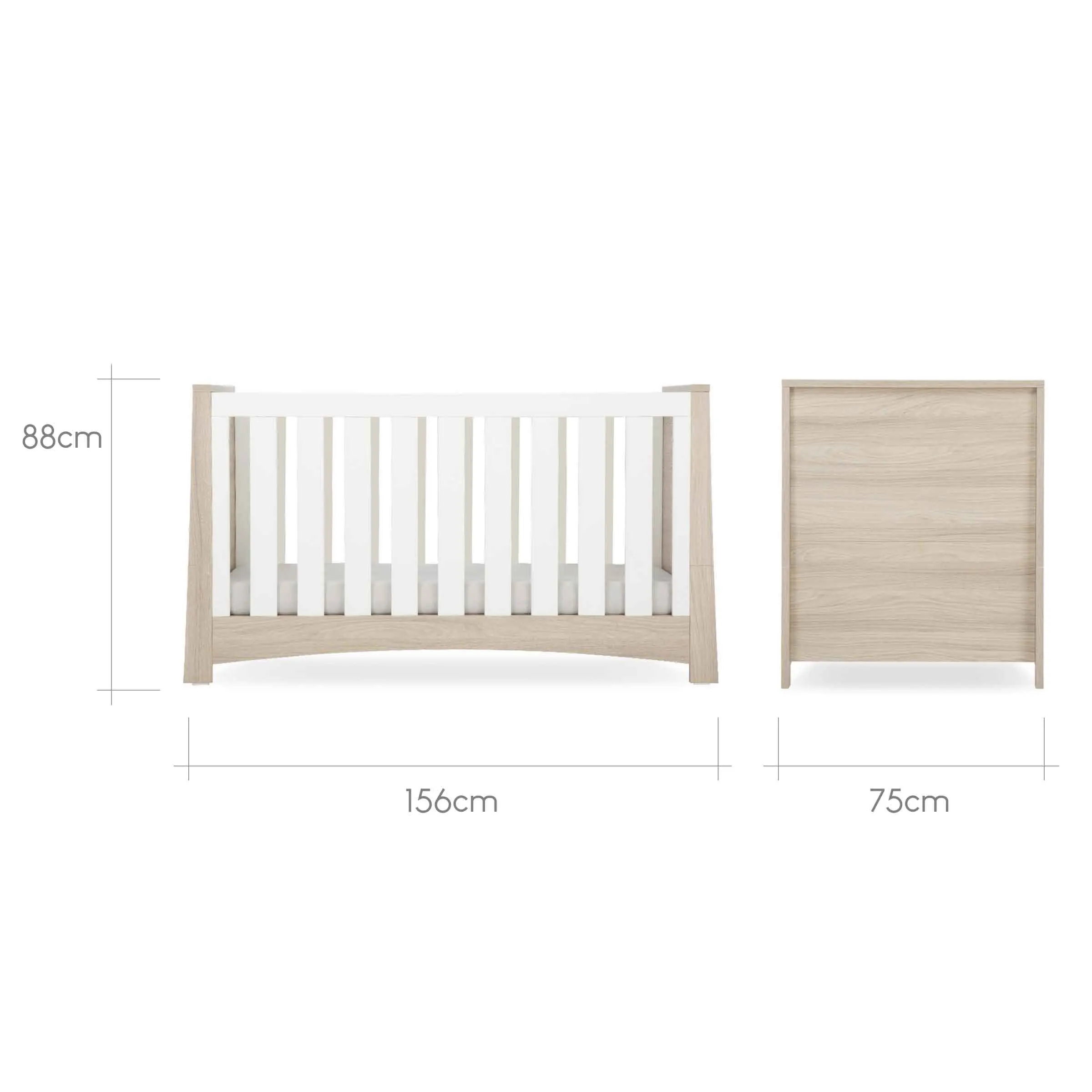 CuddleCo Lana Cot Bed in Ash/White