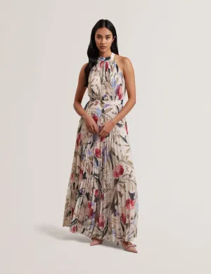 Curcloa Pleated Wide Leg Jumpsuit Pl-Pink