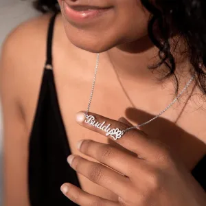 Custom name necklace with paw print