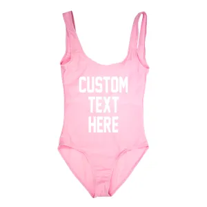 Custom Text Light Pink One Piece Swimsuit