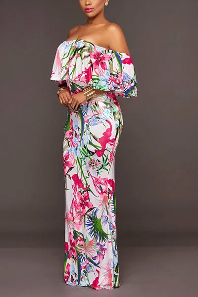 Dana Printed Long Dress Plus