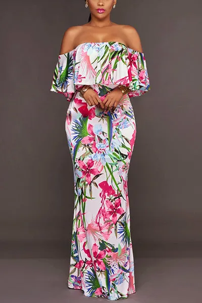 Dana Printed Long Dress Plus