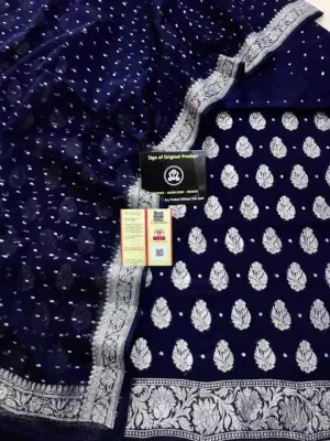 Dark Blue Banarasi Khaddi Salwar Suit