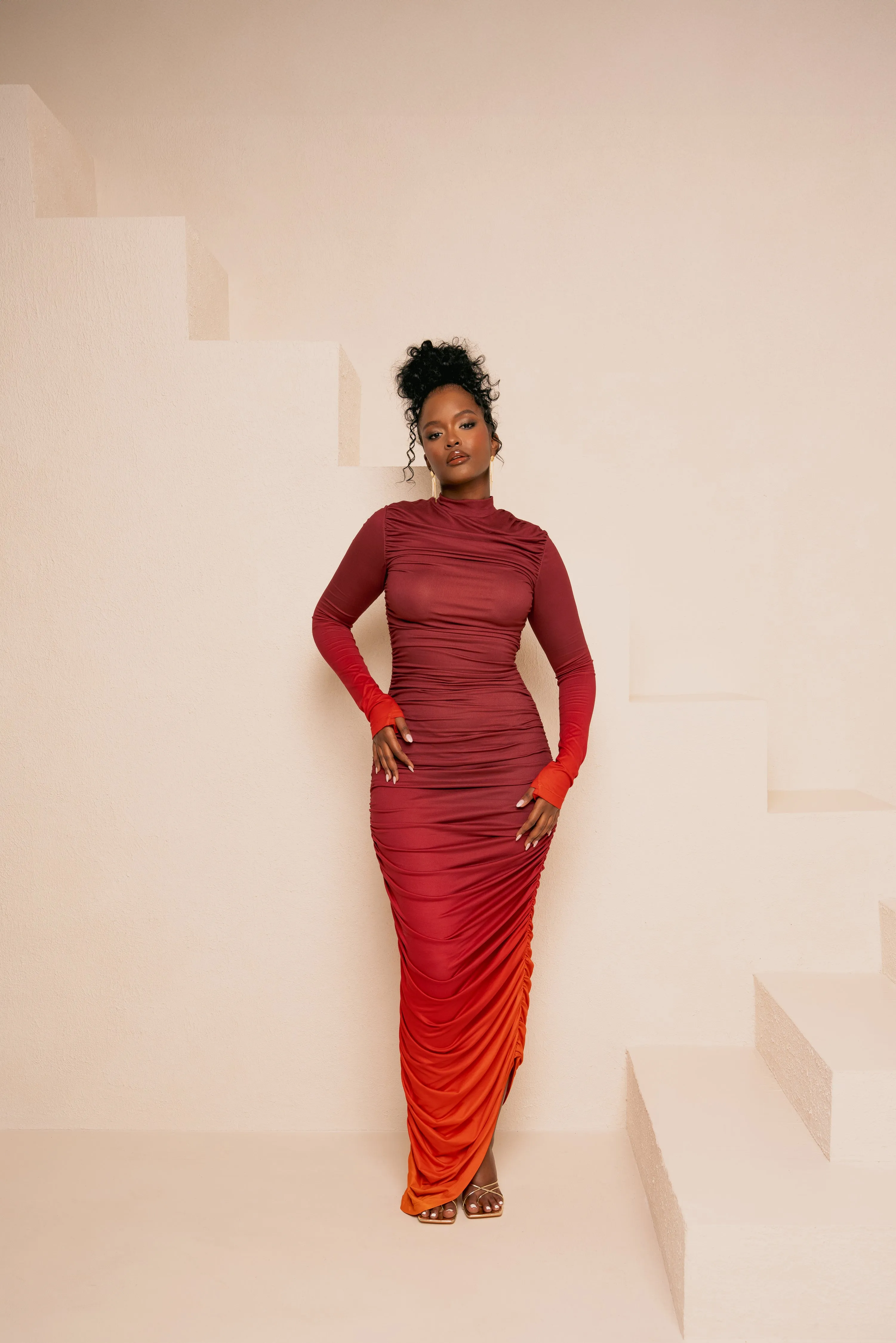 DAWN RUCHED MAXI KNIT DRESS