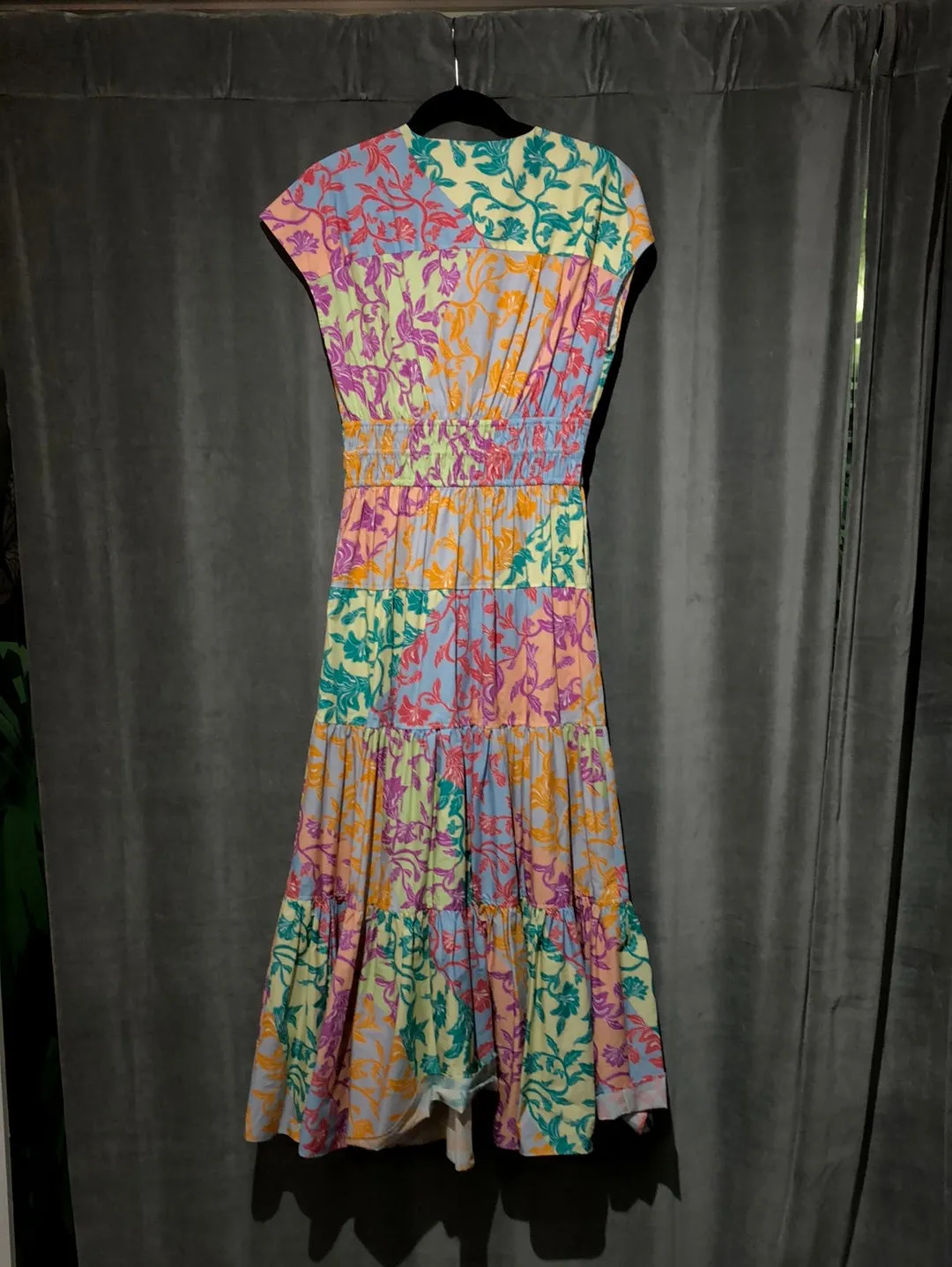 Derek Lam 10 Crosby Multicolor Maxi Cap Sleeve Colorblock Dress