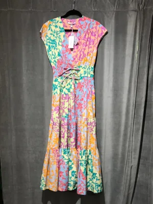 Derek Lam 10 Crosby Multicolor Maxi Cap Sleeve Colorblock Dress