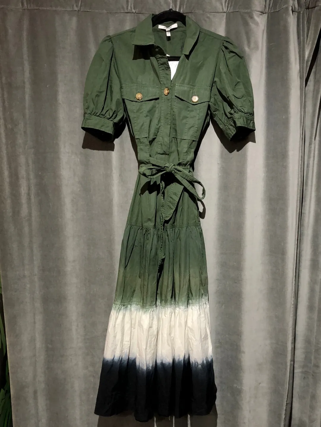 Derek Lam Crosby Green Short Sleeve Collared Maxi Dress