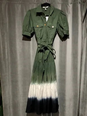 Derek Lam Crosby Green Short Sleeve Collared Maxi Dress