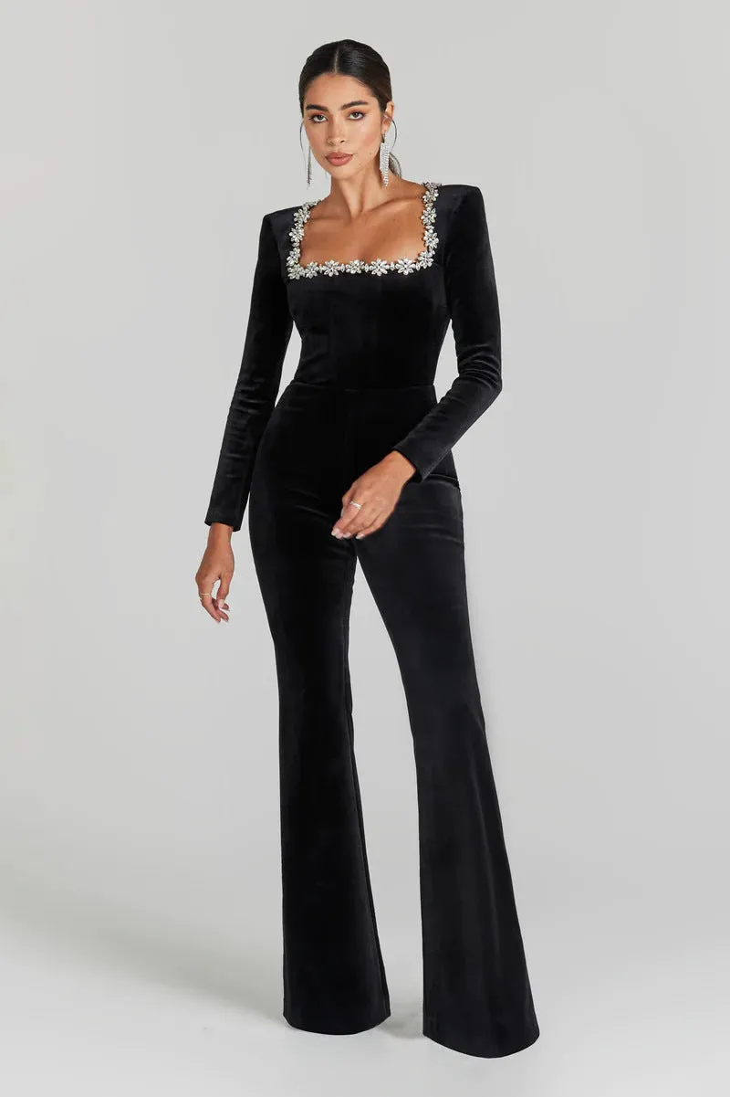 Diamond Square Neck Elegant Jumpsuit