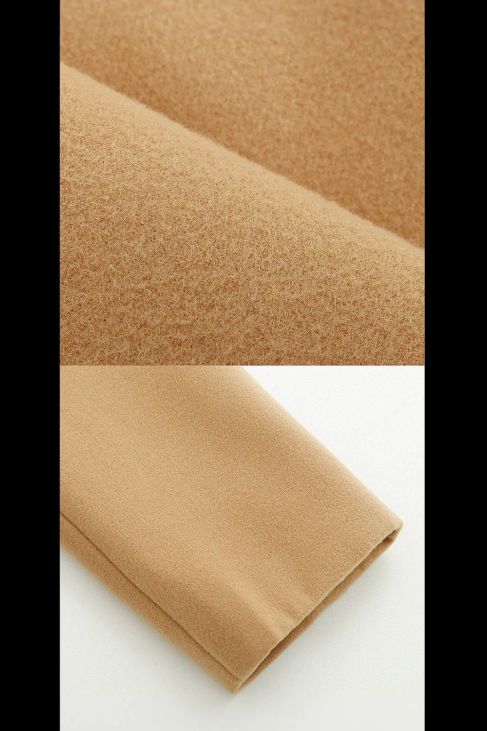 Double-breasted mid-length woolen coat