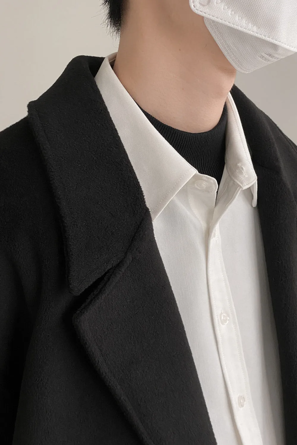 Double-breasted over-the-knee thickened woolen coat