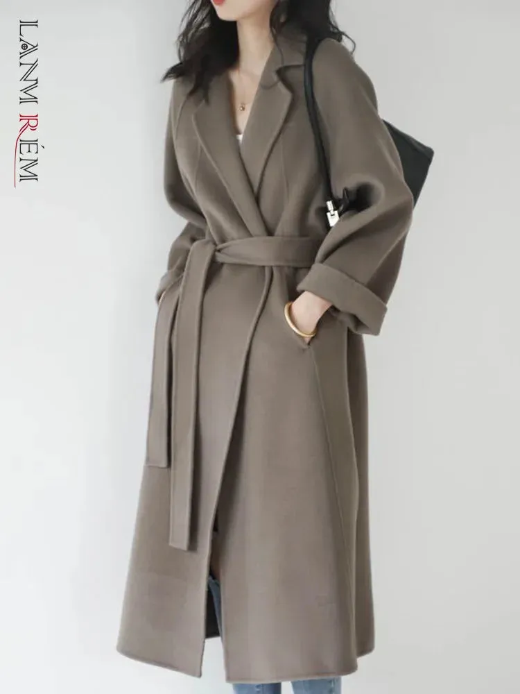 Double-Sided Cashmere Coat for Women – Knee-Length Loose Woolen Coat