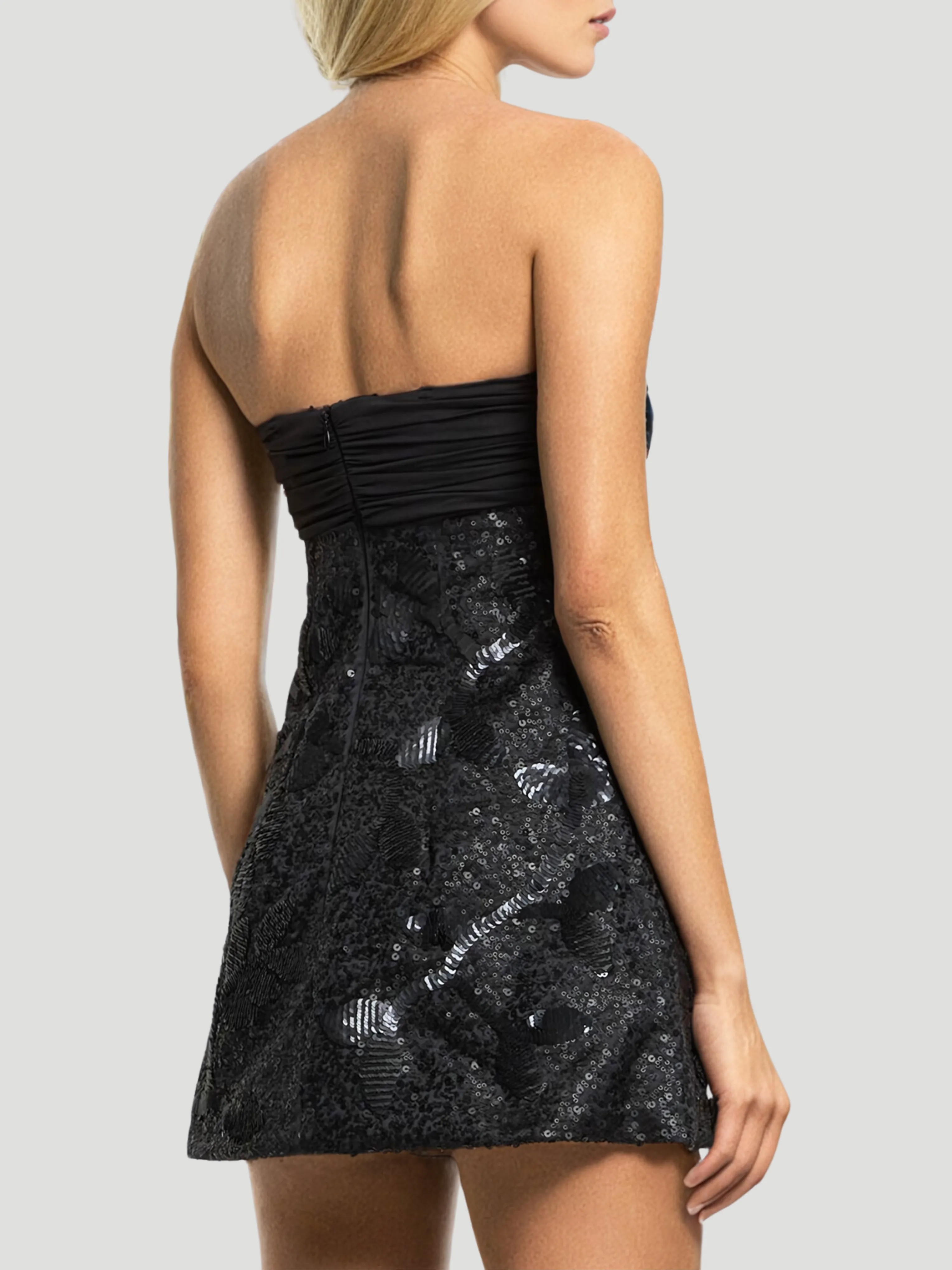 Embellished Crepe Mini Dress
