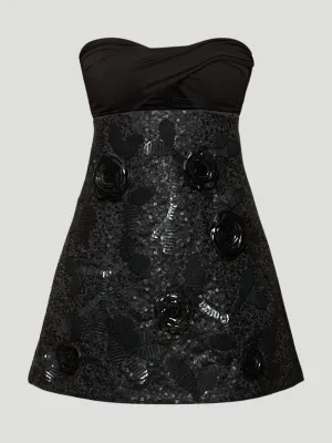 Embellished Crepe Mini Dress