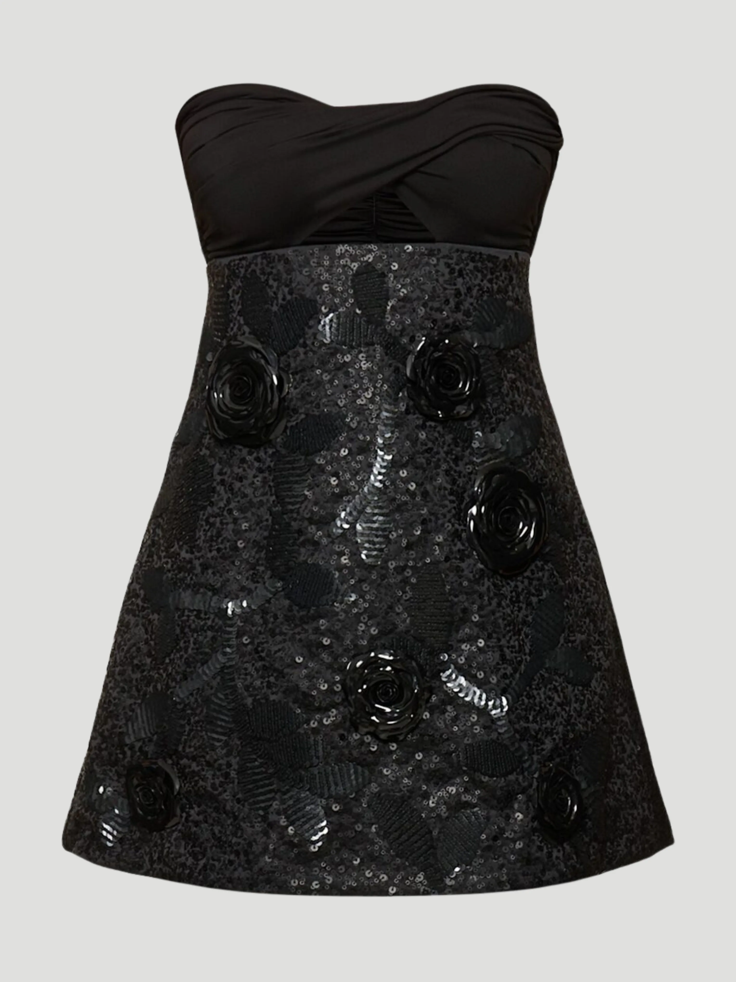 Embellished Crepe Mini Dress