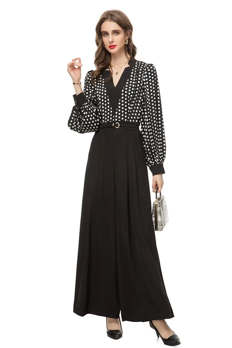 Emmie Vintage Polka Dot Wide-Leg Jumpsuit