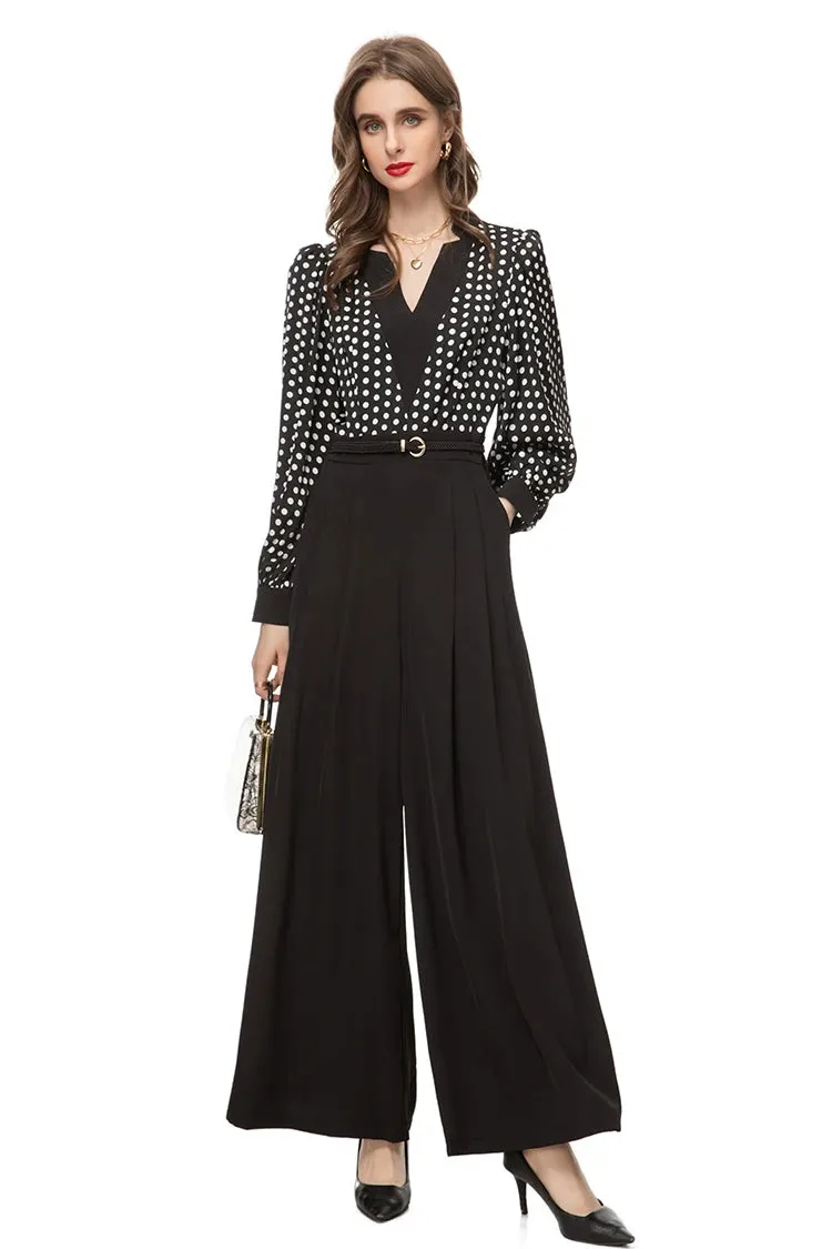 Emmie Vintage Polka Dot Wide-Leg Jumpsuit