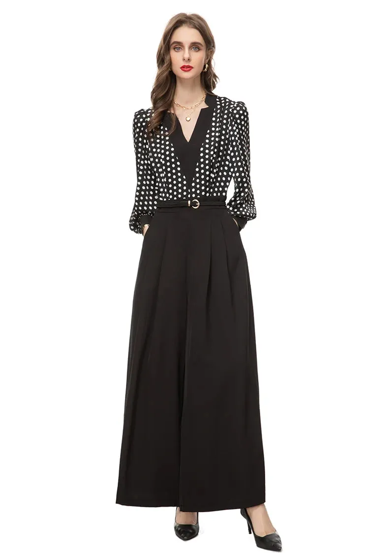 Emmie Vintage Polka Dot Wide-Leg Jumpsuit