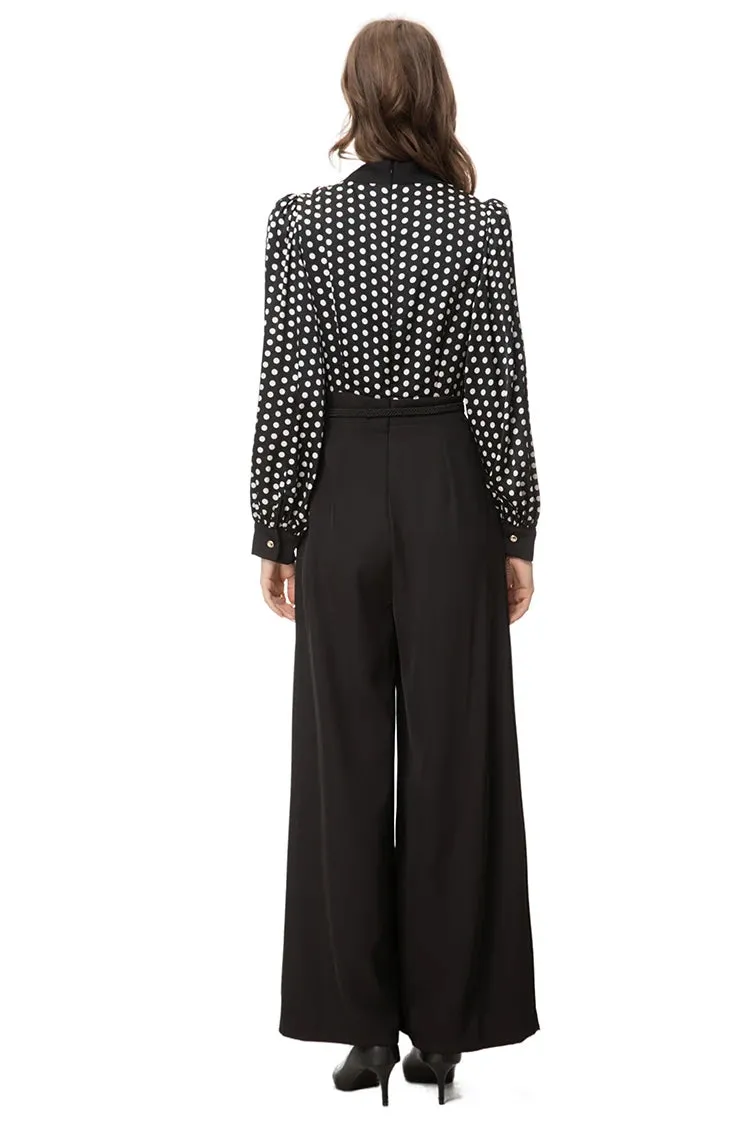 Emmie Vintage Polka Dot Wide-Leg Jumpsuit
