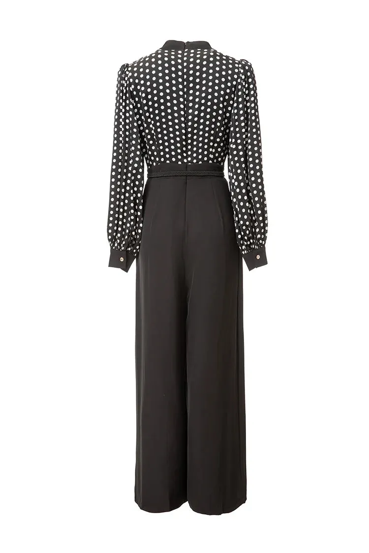 Emmie Vintage Polka Dot Wide-Leg Jumpsuit