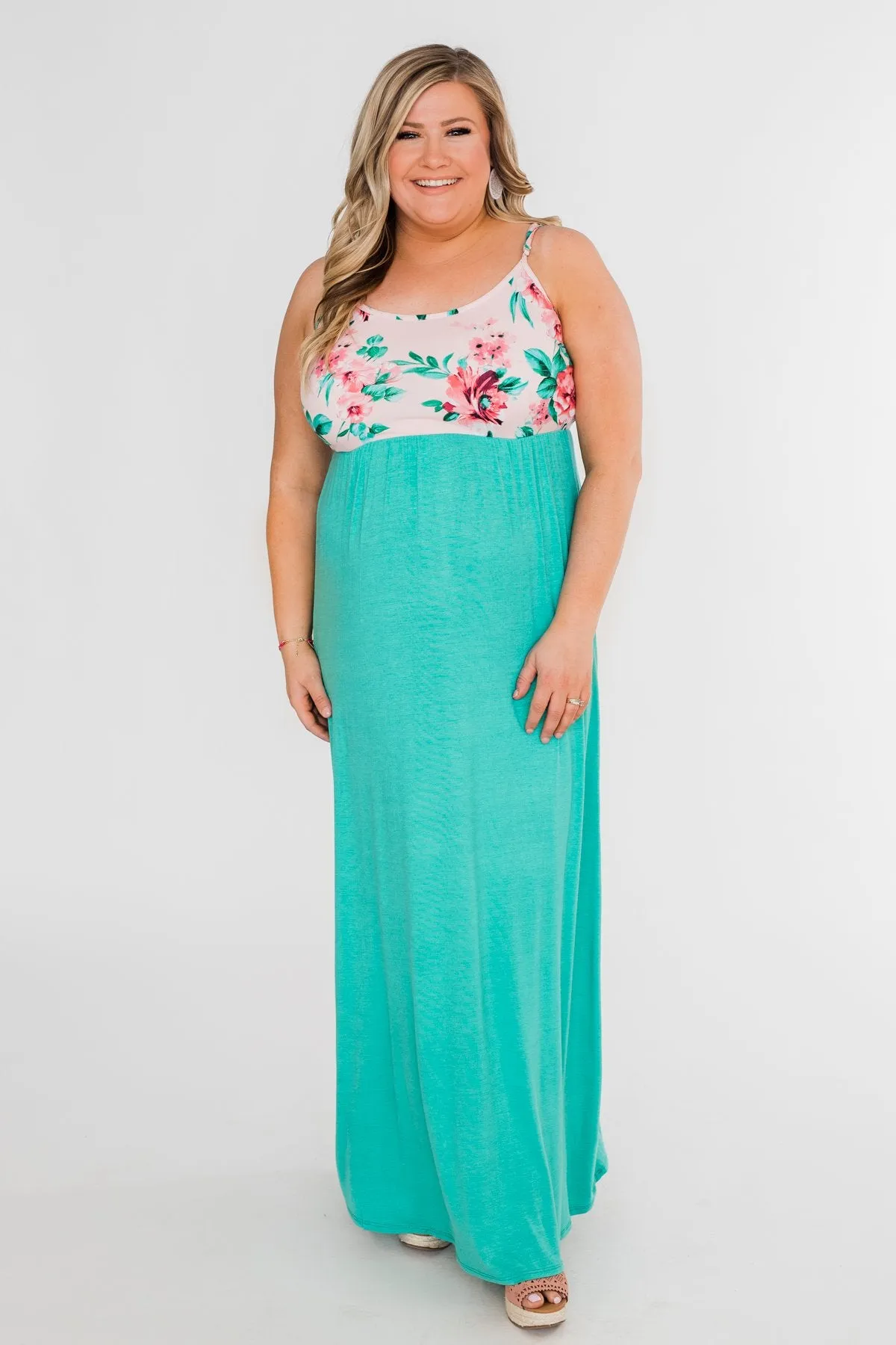 Endless Spring Floral Maxi Dress- Turquoise
