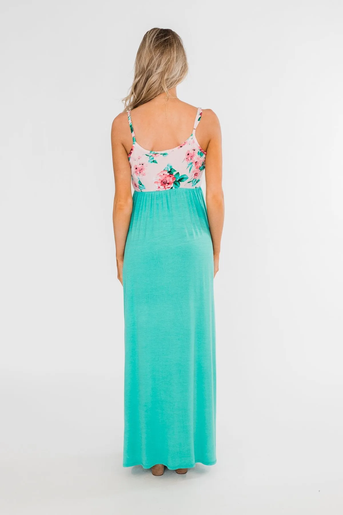 Endless Spring Floral Maxi Dress- Turquoise
