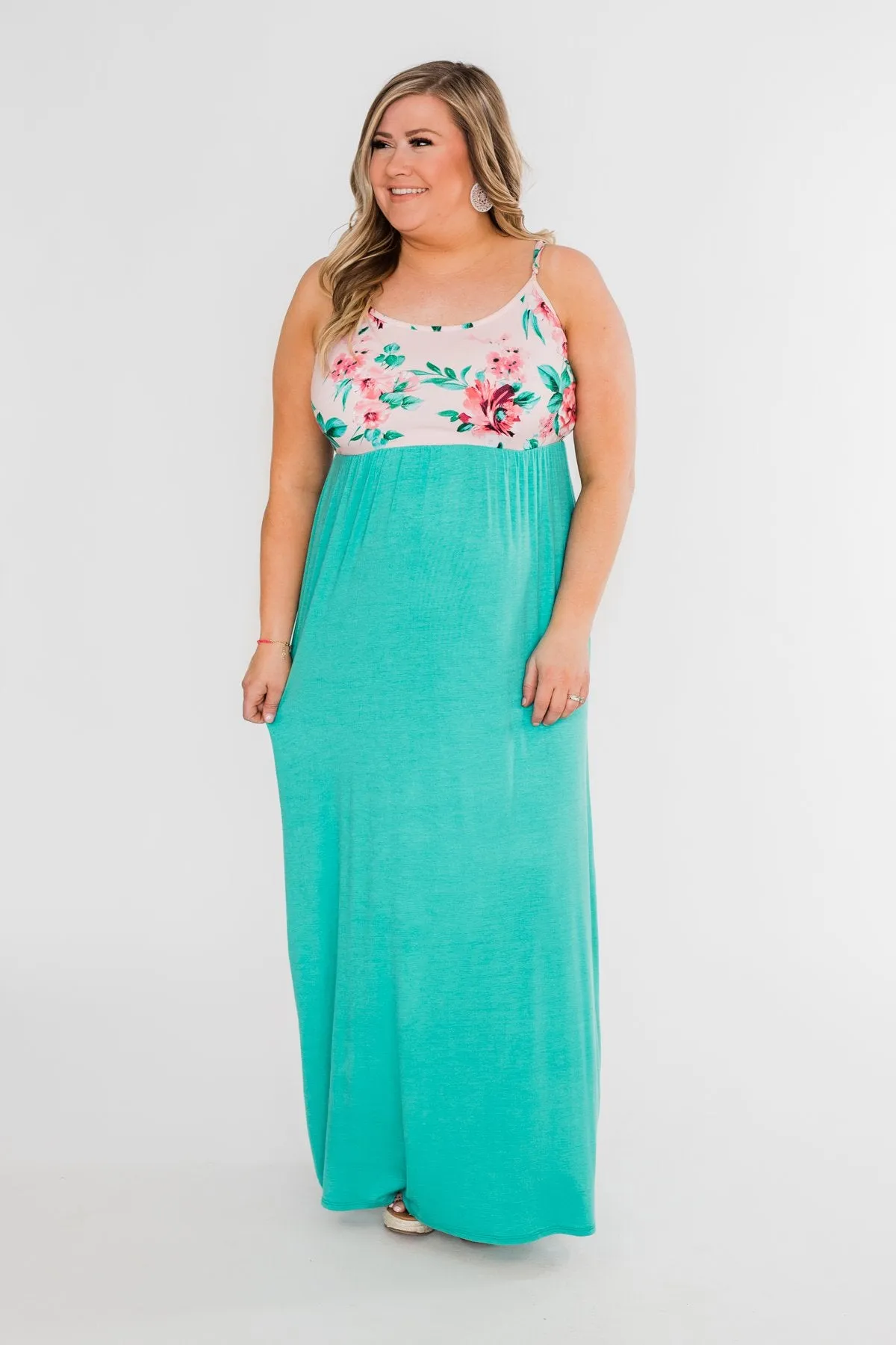 Endless Spring Floral Maxi Dress- Turquoise