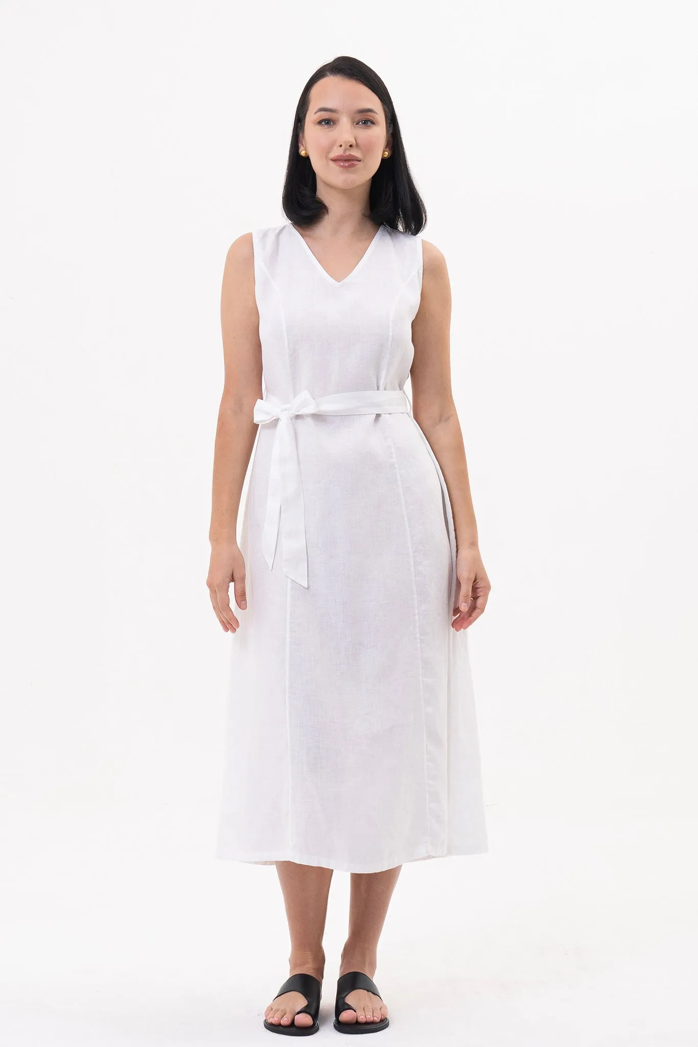 Eva Linen Midi Dress White