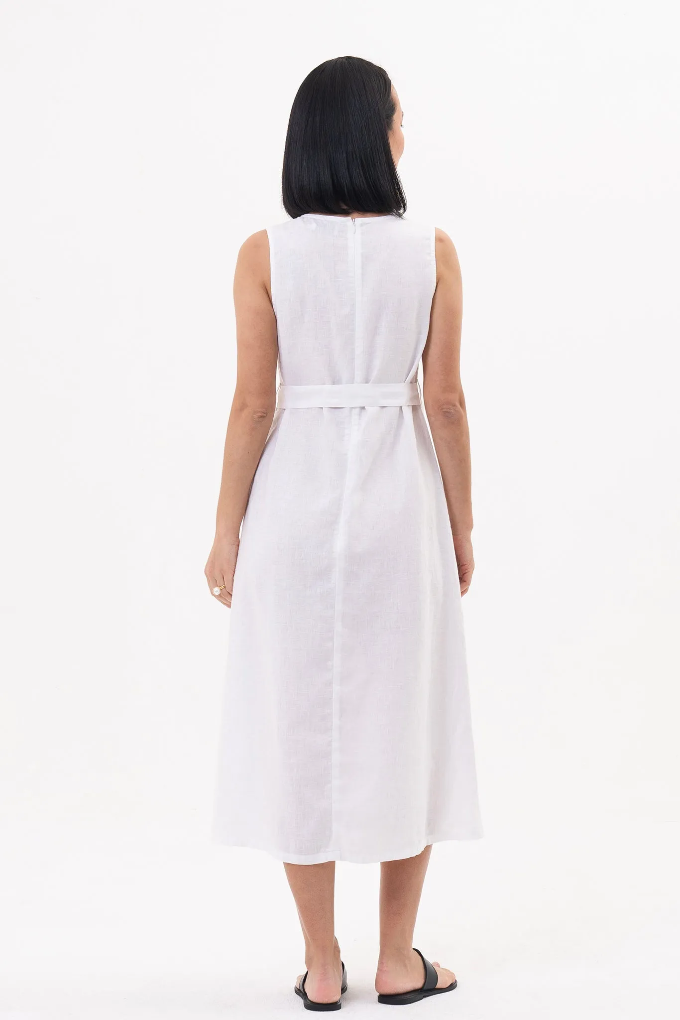 Eva Linen Midi Dress White