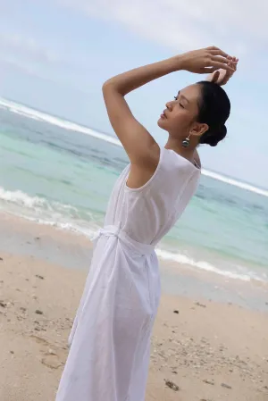 Eva Linen Midi Dress White