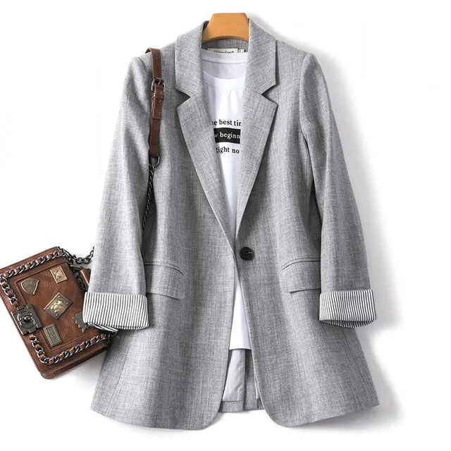 Fashion Business Plaid Suits Ladies Work Office Blazer