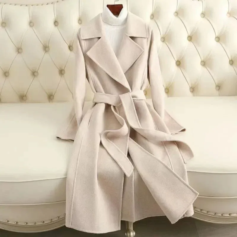 Fashion Double-sided Woolen Coat For Women Slim Fit Mid-length New Autumn Winter Collection Stylish