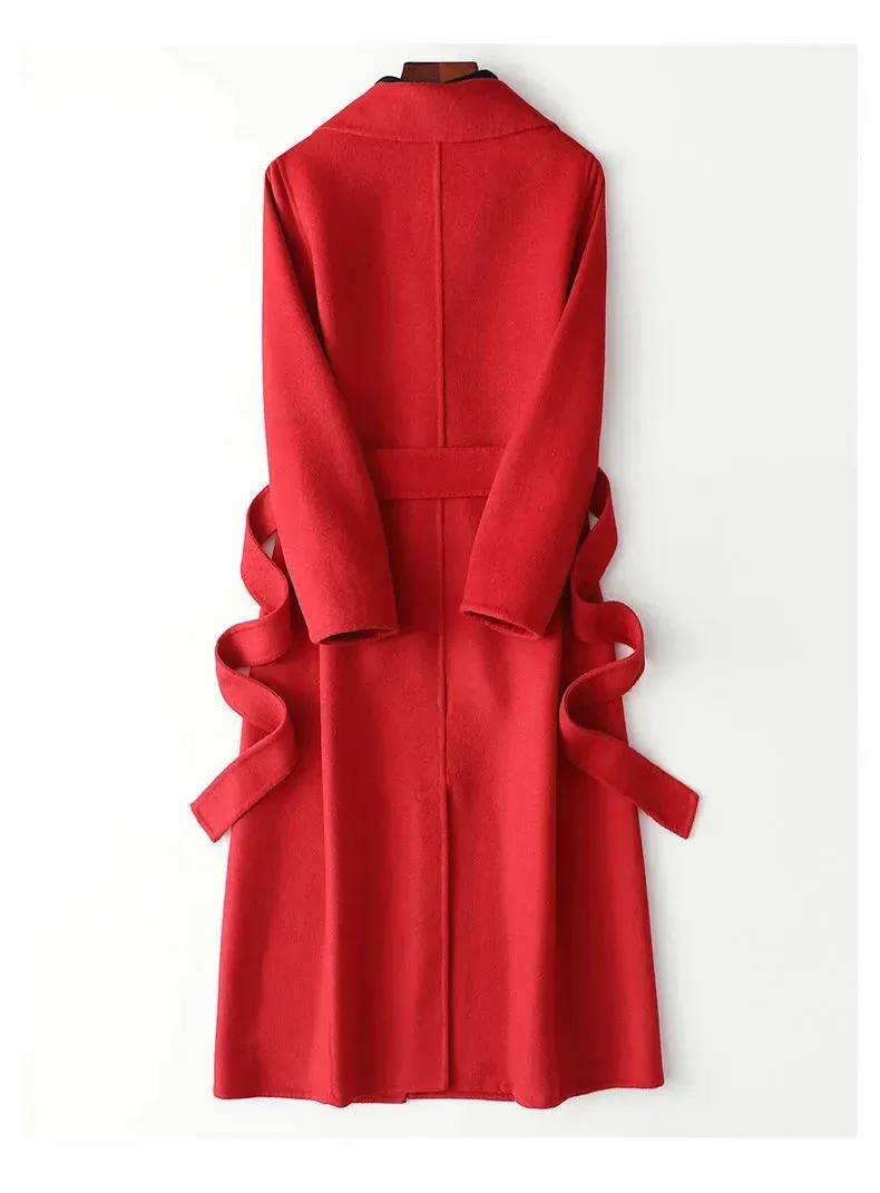 Fashion Double-sided Woolen Coat For Women Slim Fit Mid-length New Autumn Winter Collection Stylish