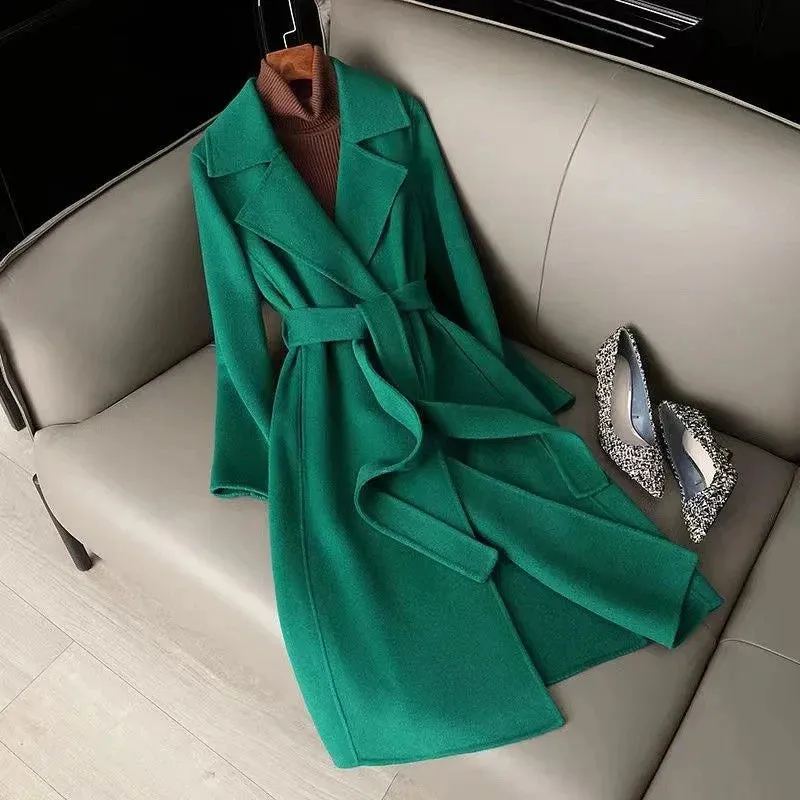 Fashion Double-sided Woolen Coat For Women Slim Fit Mid-length New Autumn Winter Collection Stylish
