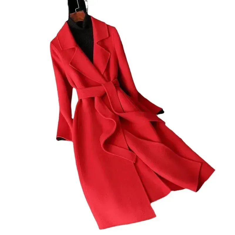 Fashion Double-sided Woolen Coat For Women Slim Fit Mid-length New Autumn Winter Collection Stylish
