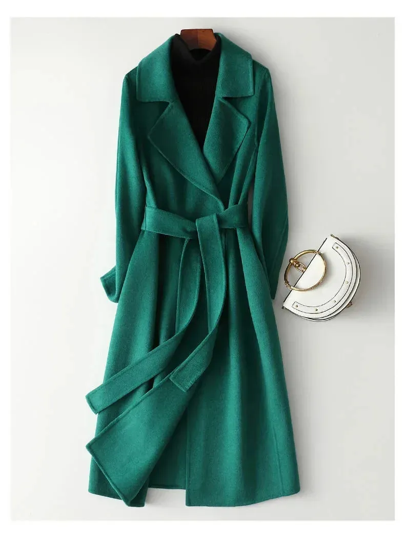 Fashion Double-sided Woolen Coat For Women Slim Fit Mid-length New Autumn Winter Collection Stylish
