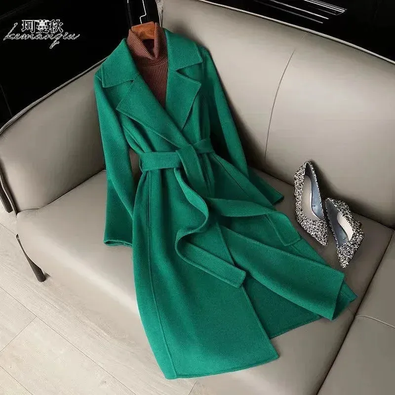Fashion Double-sided Woolen Coat For Women Slim Fit Mid-length New Autumn Winter Collection Stylish