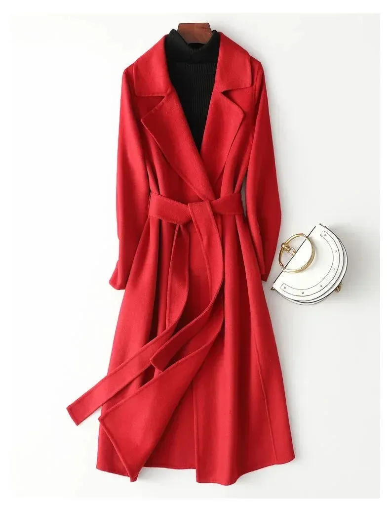 Fashion Double-sided Woolen Coat For Women Slim Fit Mid-length New Autumn Winter Collection Stylish