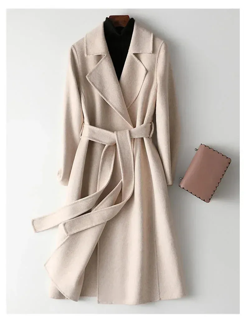 Fashion Double-sided Woolen Coat For Women Slim Fit Mid-length New Autumn Winter Collection Stylish
