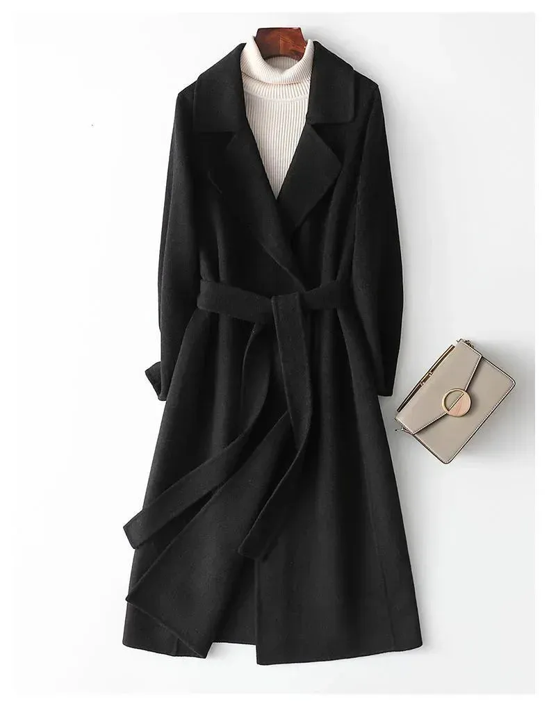 Fashion Double-sided Woolen Coat For Women Slim Fit Mid-length New Autumn Winter Collection Stylish