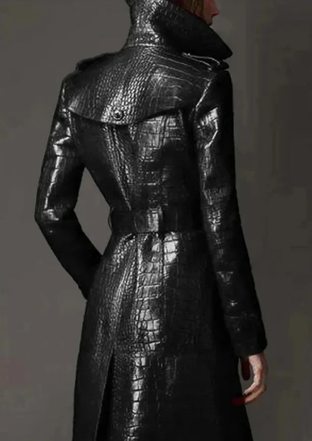 Faux Croc Long Trench Coat | Dreamofthe90s