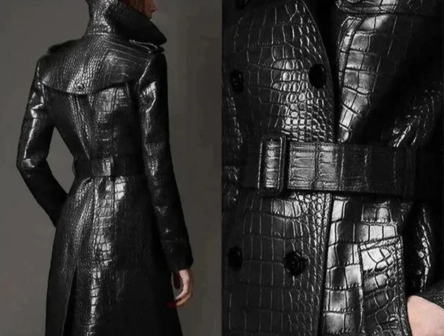 Faux Croc Long Trench Coat | Dreamofthe90s