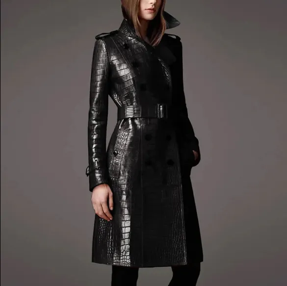 Faux Croc Long Trench Coat | Dreamofthe90s