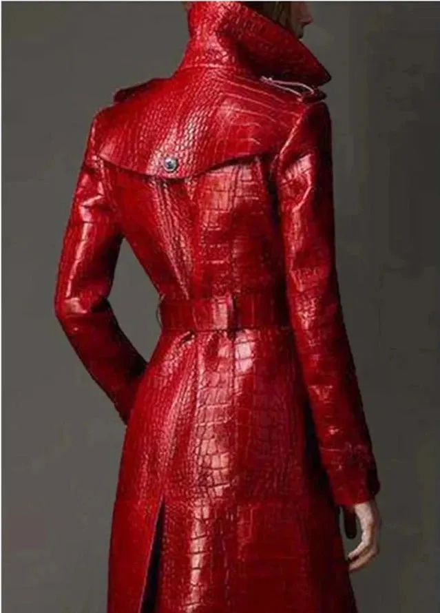 Faux Croc Long Trench Coat | Dreamofthe90s
