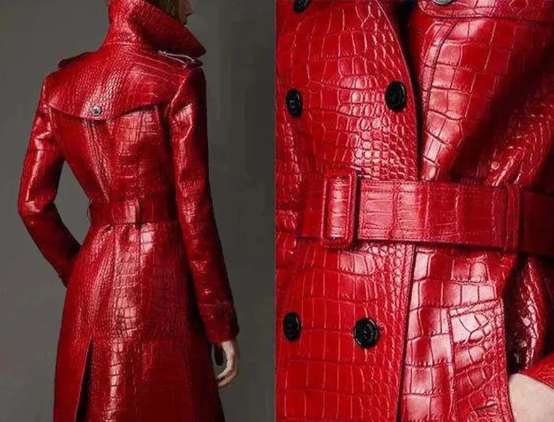 Faux Croc Long Trench Coat | Dreamofthe90s