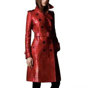 Faux Croc Long Trench Coat | Dreamofthe90s
