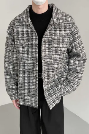 Fine plaid Loose fit woolen jacket
